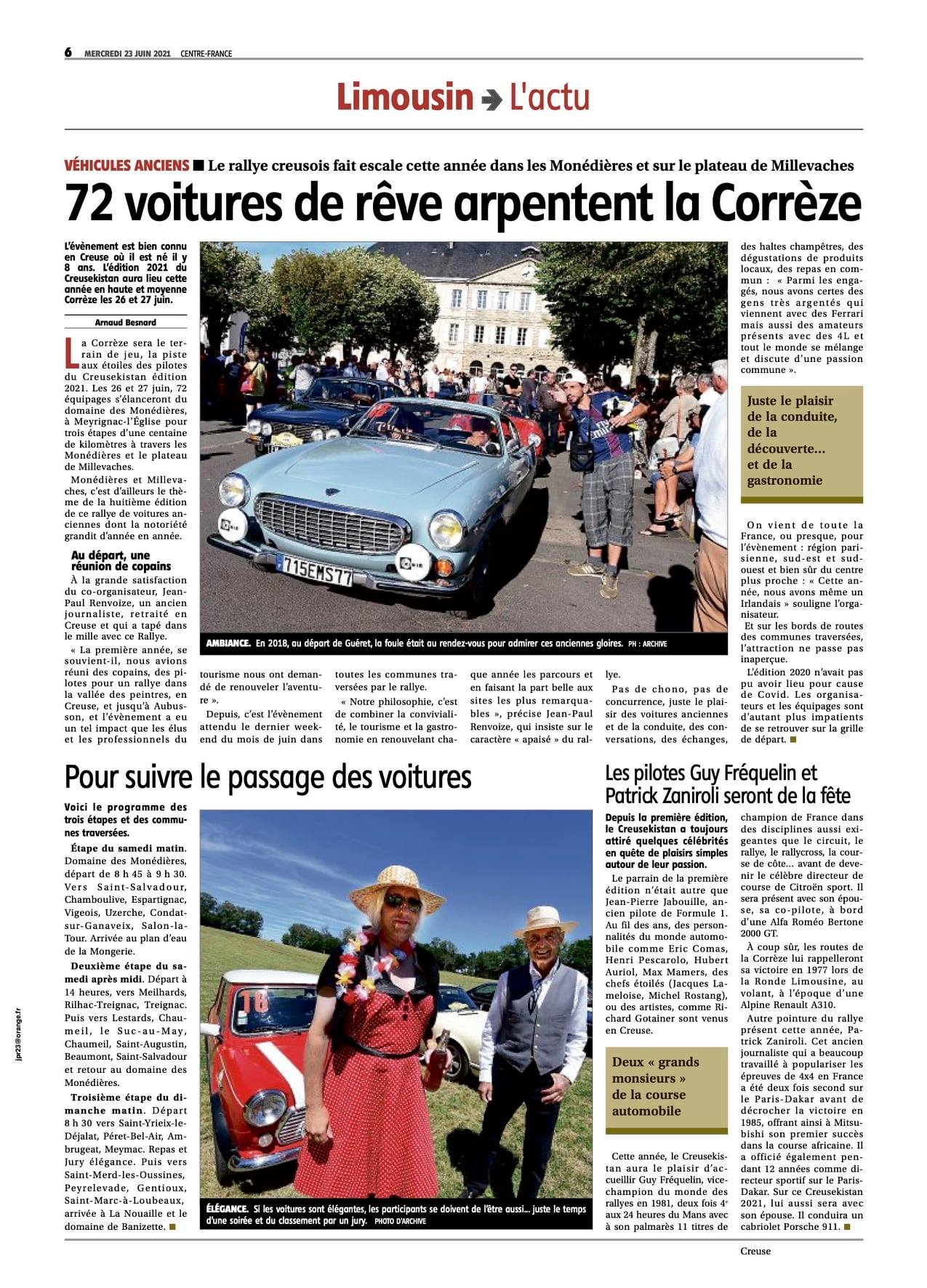 L'édition du 21 juin 2021 de la Montagne met à l'honneur le 8e Creusekistan Classic